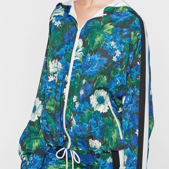 NWT PAM & GELA 90s Floral Stripe Zip Jacket Windbreaker - Picture 5 of 6